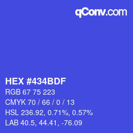 Color code: HEX #434BDF | qconv.com