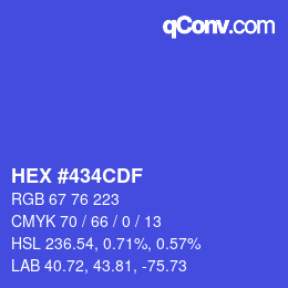 Color code: HEX #434CDF | qconv.com