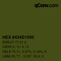 Color code: HEX #434D1500 | qconv.com