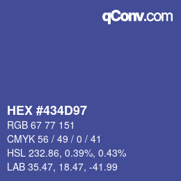 Code couleur: HEX #434D97 | qconv.com