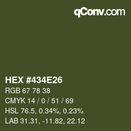 Color code: HEX #434E26 | qconv.com