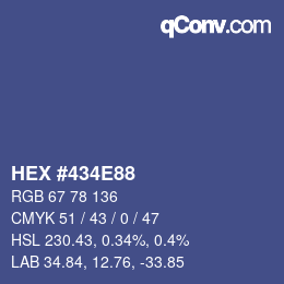 カラーコード: HEX #434E88 | qconv.com