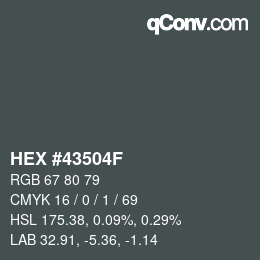 カラーコード: HEX #43504F | qconv.com