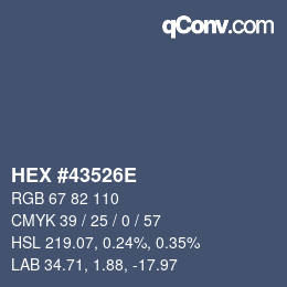 颜色代码: HEX #43526E | qconv.com