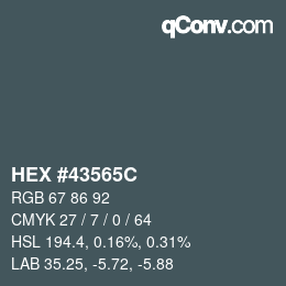 颜色代码: HEX #43565C | qconv.com