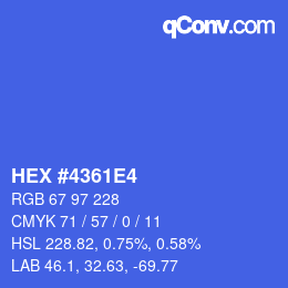 Farbcode: HEX #4361E4 | qconv.com