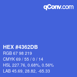 颜色代码: HEX #4362DB | qconv.com