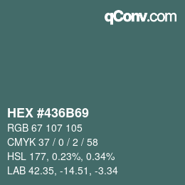 Color code: HEX #436B69 | qconv.com
