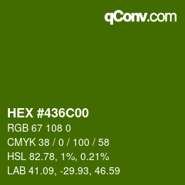 Color code: HEX #436C00 | qconv.com