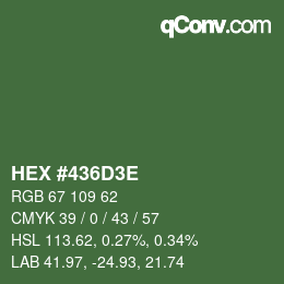Color code: HEX #436D3E | qconv.com