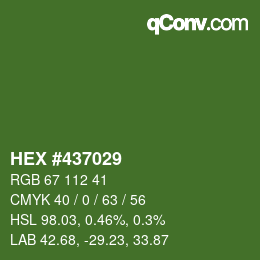 カラーコード: HEX #437029 | qconv.com
