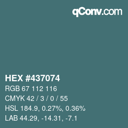 カラーコード: HEX #437074 | qconv.com