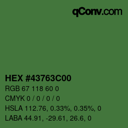 Farbcode: HEX #43763C00 | qconv.com