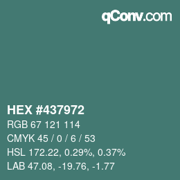 カラーコード: HEX #437972 | qconv.com
