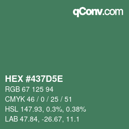 Color code: HEX #437D5E | qconv.com
