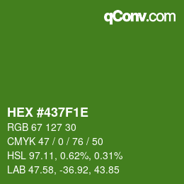 Color code: HEX #437F1E | qconv.com