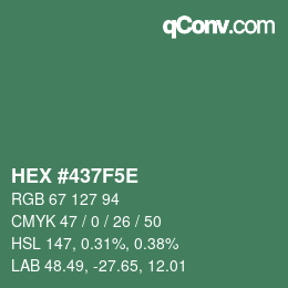 Farbcode: HEX #437F5E | qconv.com