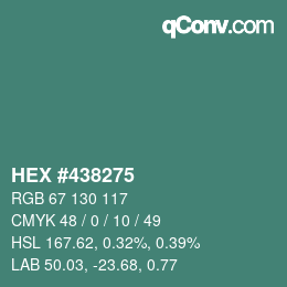 Color code: HEX #438275 | qconv.com