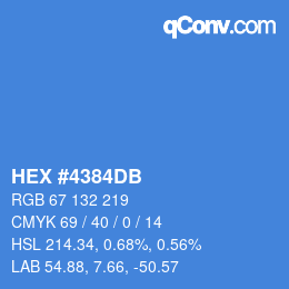 颜色代码: HEX #4384DB | qconv.com
