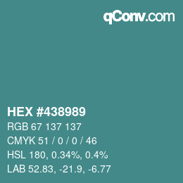 Color code: HEX #438989 | qconv.com