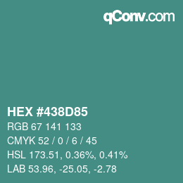 Color code: HEX #438D85 | qconv.com