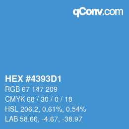 Code couleur: HEX #4393D1 | qconv.com