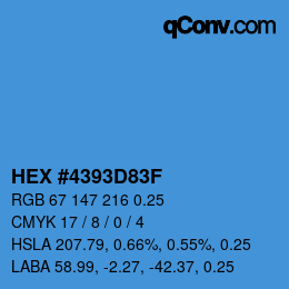 カラーコード: HEX #4393D83F | qconv.com