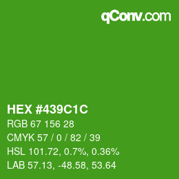 Color code: HEX #439C1C | qconv.com