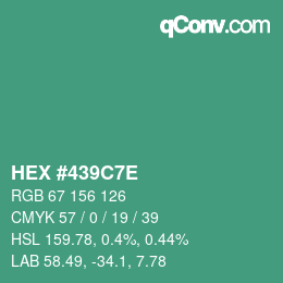 Color code: HEX #439C7E | qconv.com