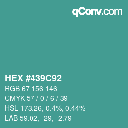 Farbcode: HEX #439C92 | qconv.com