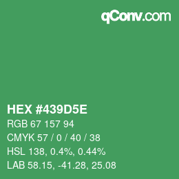 Color code: HEX #439D5E | qconv.com