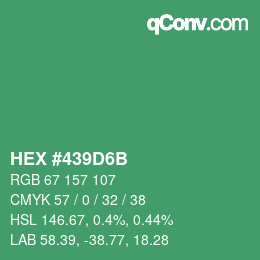 Color code: HEX #439D6B | qconv.com