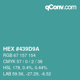 Color code: HEX #439D9A | qconv.com