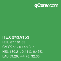 Color code: HEX #43A153 | qconv.com