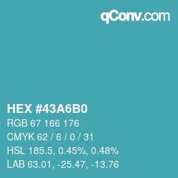 Color code: HEX #43A6B0 | qconv.com