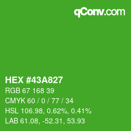 Color code: HEX #43A827 | qconv.com