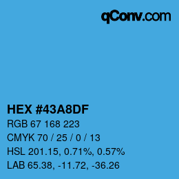 カラーコード: HEX #43A8DF | qconv.com