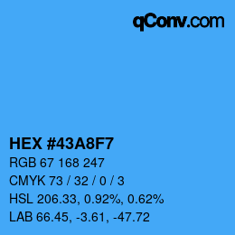 颜色代码: HEX #43A8F7 | qconv.com