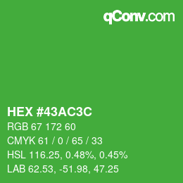 Color code: HEX #43AC3C | qconv.com
