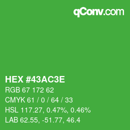 Color code: HEX #43AC3E | qconv.com