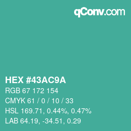 Color code: HEX #43AC9A | qconv.com
