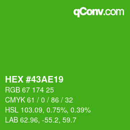 カラーコード: HEX #43AE19 | qconv.com