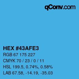 Color code: HEX #43AFE3 | qconv.com