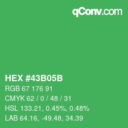 Color code: HEX #43B05B | qconv.com