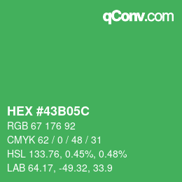 カラーコード: HEX #43B05C | qconv.com