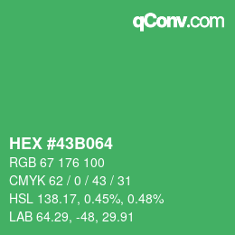 颜色代码: HEX #43B064 | qconv.com