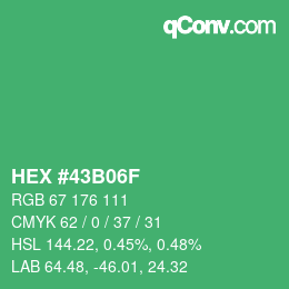 Color code: HEX #43B06F | qconv.com