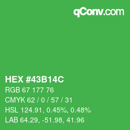 Farbcode: HEX #43B14C | qconv.com