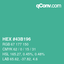 Color code: HEX #43B196 | qconv.com