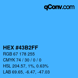 Color code: HEX #43B2FF | qconv.com